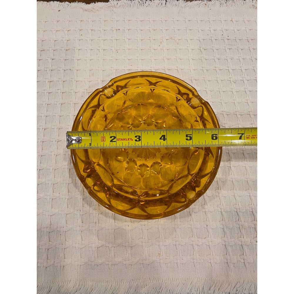 Vintage 1970's Anchor Hocking Fairfield Amber Glass Starburst Ashtray‎
